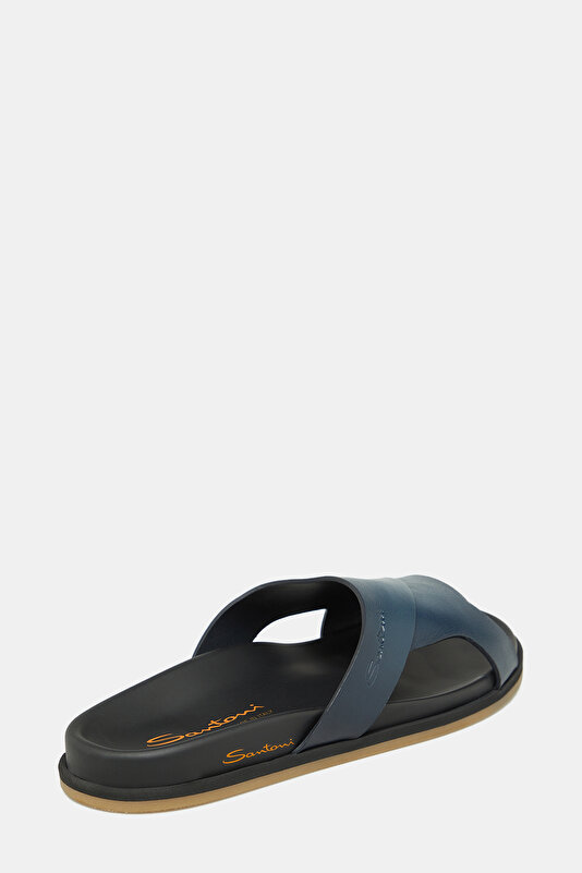 NAVY BLUE LEATHER SLIPPER 3