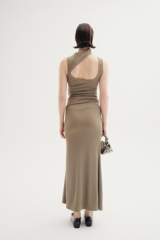 KHAKI METAL SKIRT 2