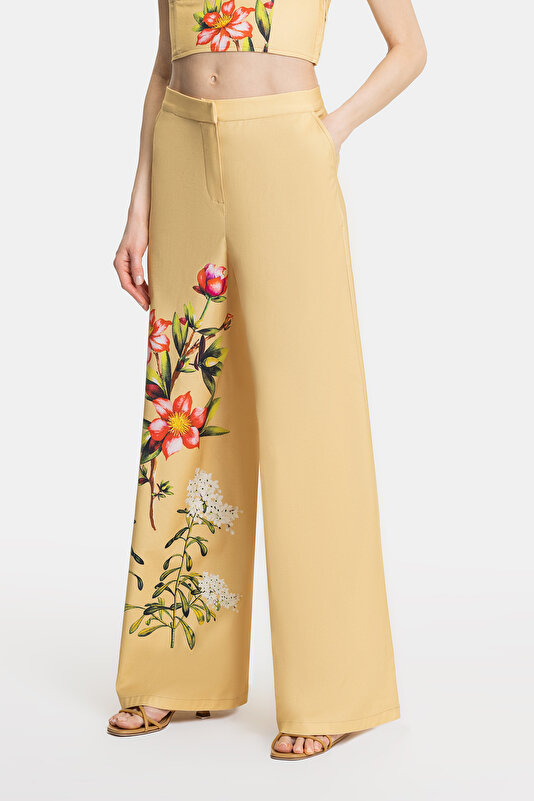 BLUE FLORAL PATTERN WIDE LEG TROUSERS 2