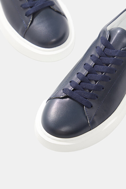 NAVY BLUE LEATHER SNEAKER 4