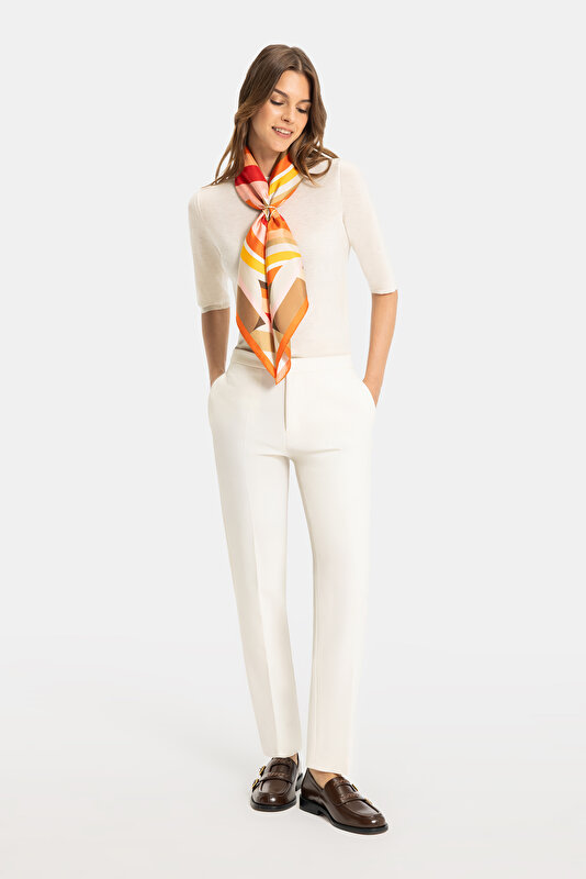 ORANGE GEOMETRIC DESIGN TWILL SCARF 3