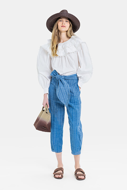 INDIGO STRIPED TROUSERS