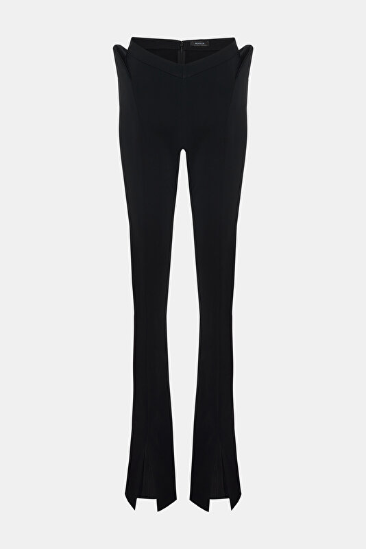 BLACK SKINNY LEG CREPE TROUSERS