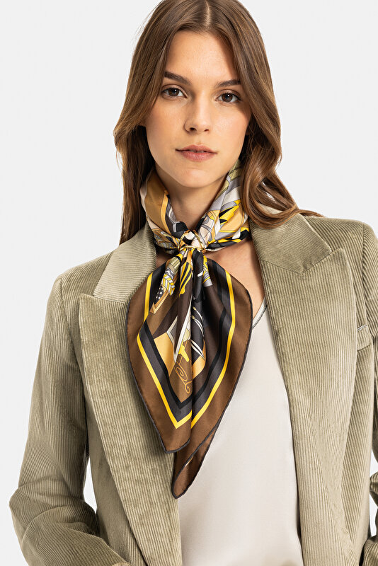 DARK GREY OBJECT DESIGN TWILL SCARF