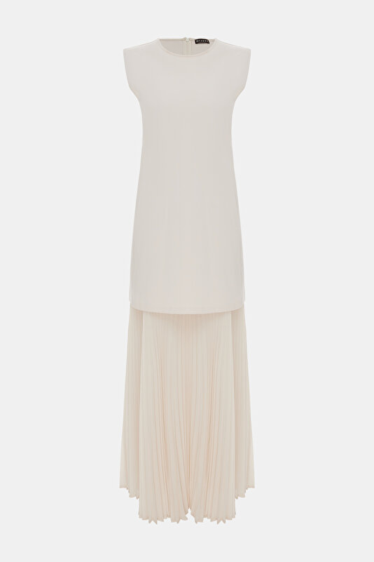 CREAM SLEEVELESS DRESS 4