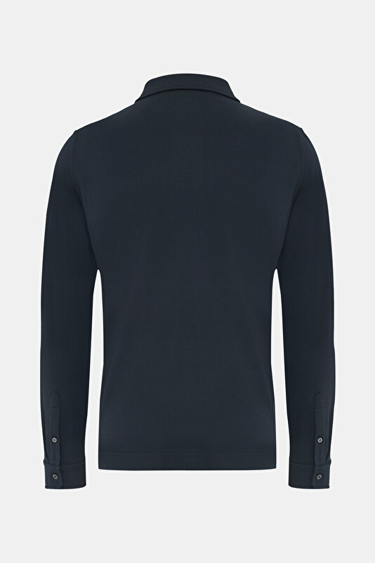 LACİVERT POLO YAKA UZUN KOLLU T-SHIRT 2