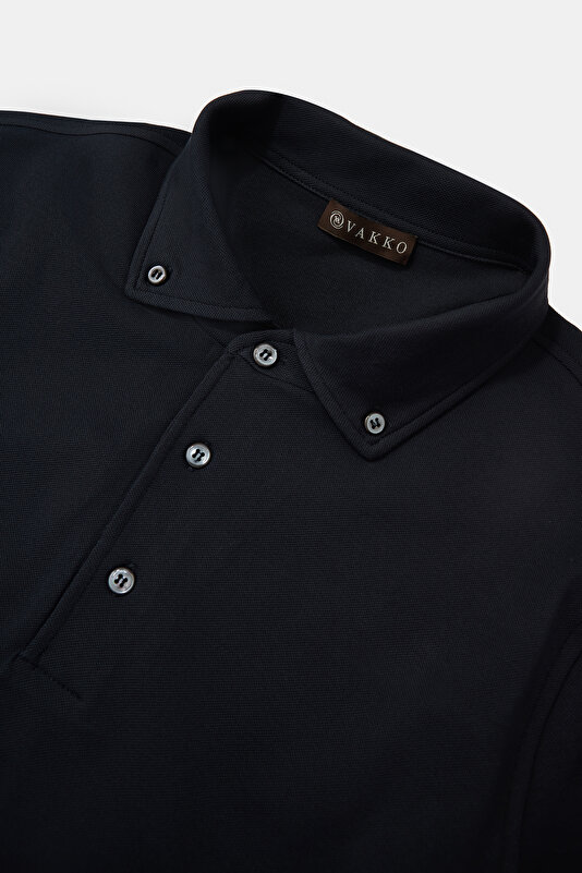 LACİVERT POLO YAKA UZUN KOLLU T-SHIRT 3