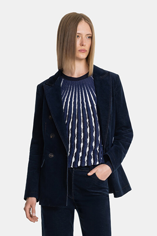 NAVY BLUE SURPLICE NECKLINE (CROSS-OVER NECKLINE) JACKET