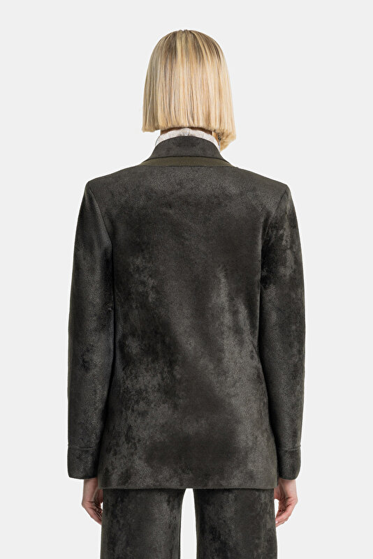 KHAKI SURPLICE NECKLINE (CROSS-OVER NECKLINE) JACKET 2