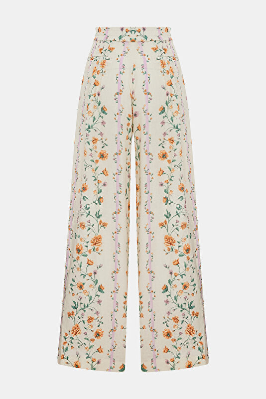 MULTICOLOR STRAIGHT CUT LINEN TROUSERS 2