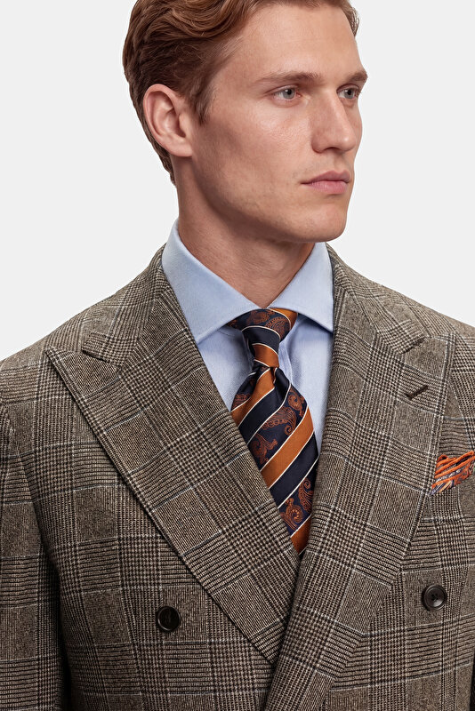BROWN SURPLICE NECKLINE (CROSS-OVER NECKLINE) WOOL/CASHMERE SUIT 3