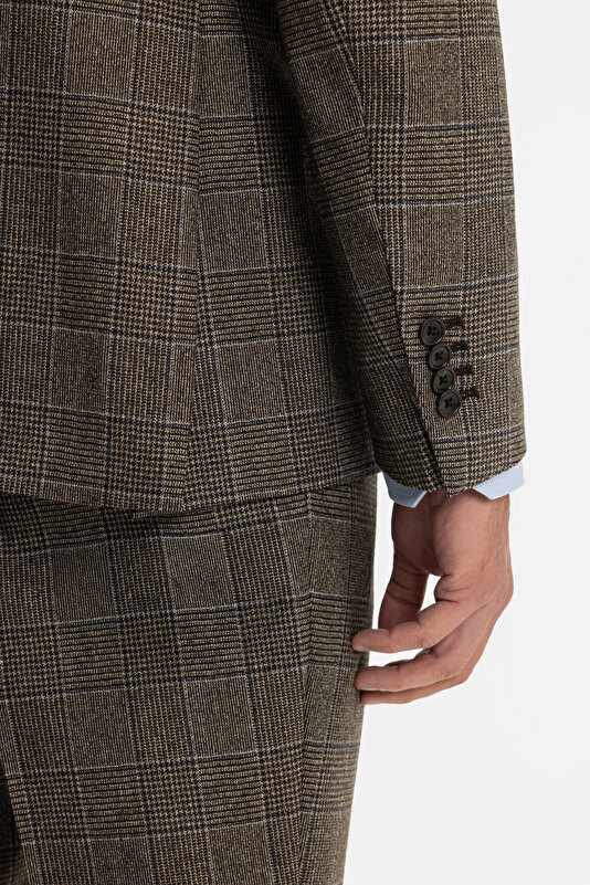 BROWN SURPLICE NECKLINE (CROSS-OVER NECKLINE) WOOL/CASHMERE SUIT 4