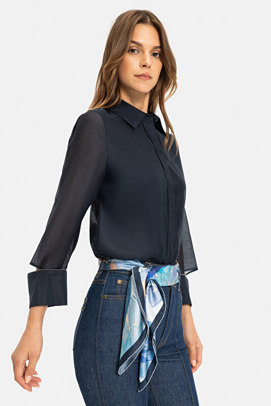 ÇİÇEK DESENLİ TWILL İPEK EŞARP 4