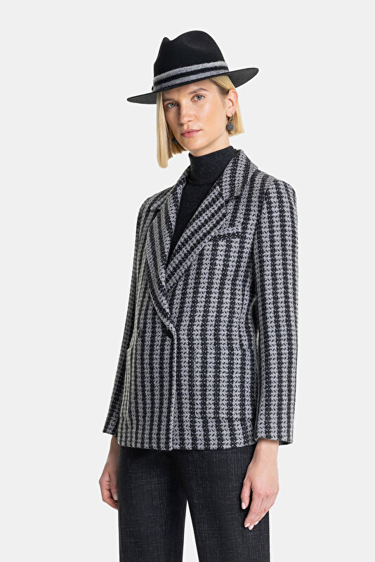 GREY SURPLICE NECKLINE (CROSS-OVER NECKLINE) JACKET