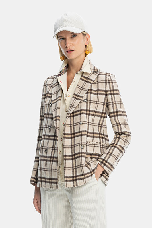 CREAM SURPLICE NECKLINE (CROSS-OVER NECKLINE) JACKET