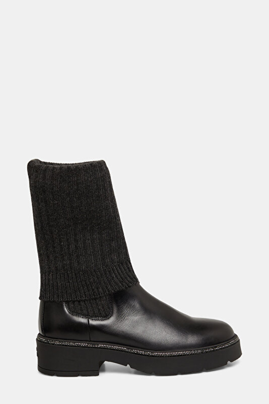GREY LEATHER BOOT