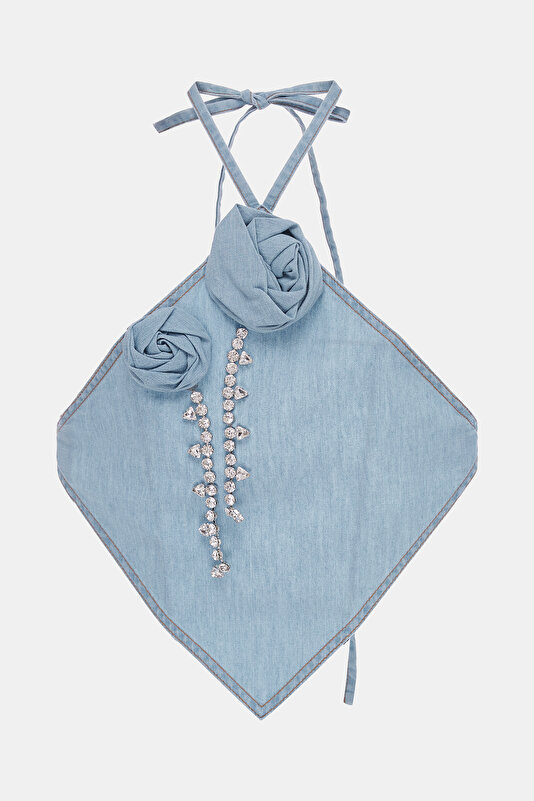 LIGHT BLUE SLEEVELESS SUSPENDER BLOUSE