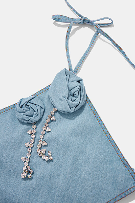 LIGHT BLUE SLEEVELESS SUSPENDER BLOUSE 3