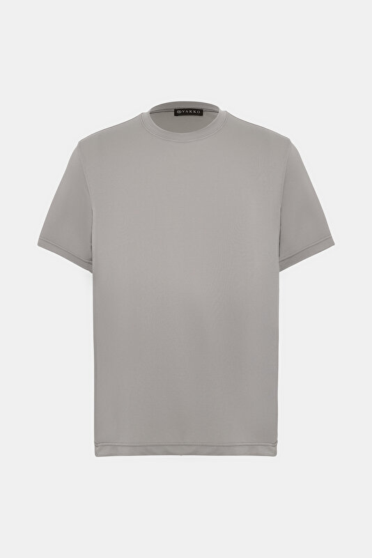 SMOKED BASIC / ROUND NECKLINE SHORT SLEEVE TSHIRT
