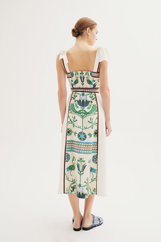 MULTİCOLOR FLORAL PATTERN MİDİ DRESS 2