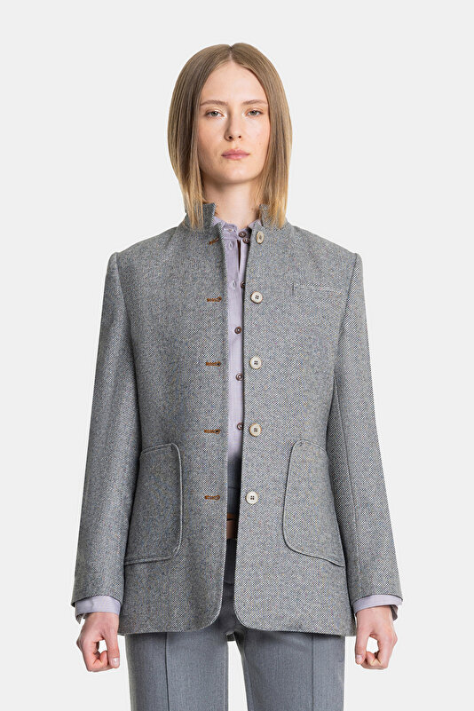 MULTICOLOR MANDARIN COLLAR JACKET