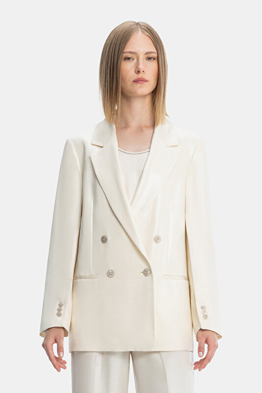 ECRU SURPLICE NECKLINE (CROSS-OVER NECKLINE) JACKET