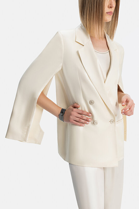 ECRU SURPLICE NECKLINE (CROSS-OVER NECKLINE) JACKET 3