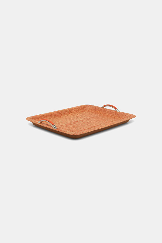 ORANGE RAFFIA TRAY SMALL SIZE