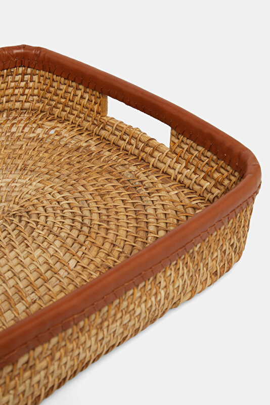 RATTAN LEATHER DETAILED TRAY SMALL SIZE 3