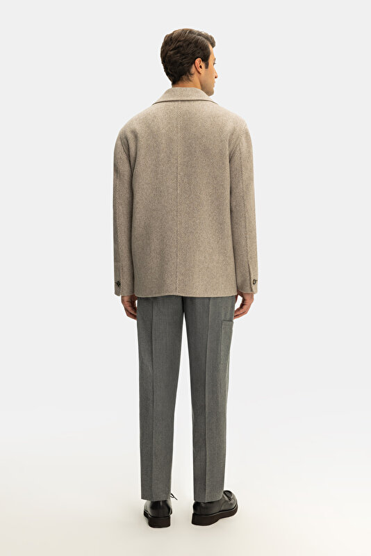 BEIGE WOOL/CASHMERE REEFER JACKET 2