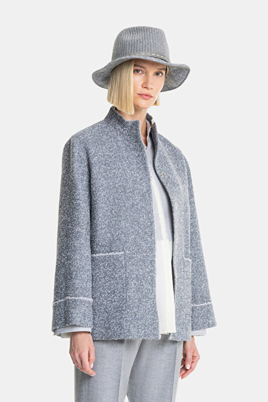 GREY MANDARIN COLLAR JACKET