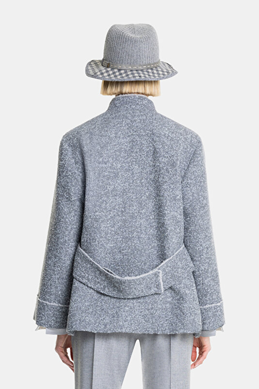 GREY MANDARIN COLLAR JACKET 2