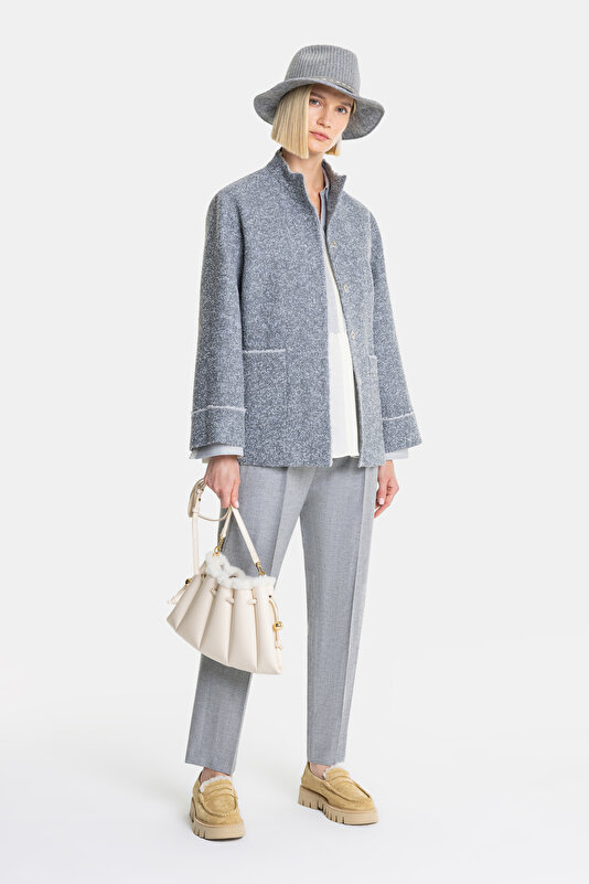 GREY MANDARIN COLLAR JACKET 3