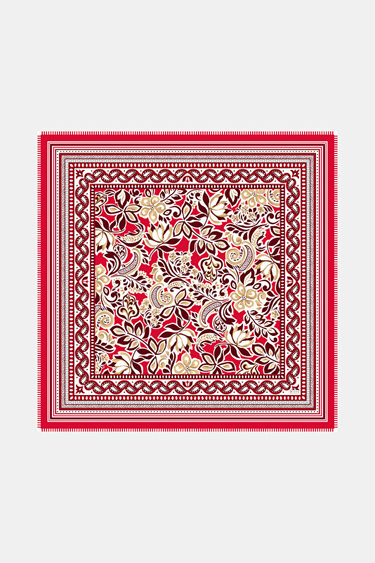 ÇİÇEK DESENLİ KAŞMİR İPEK ŞAL
