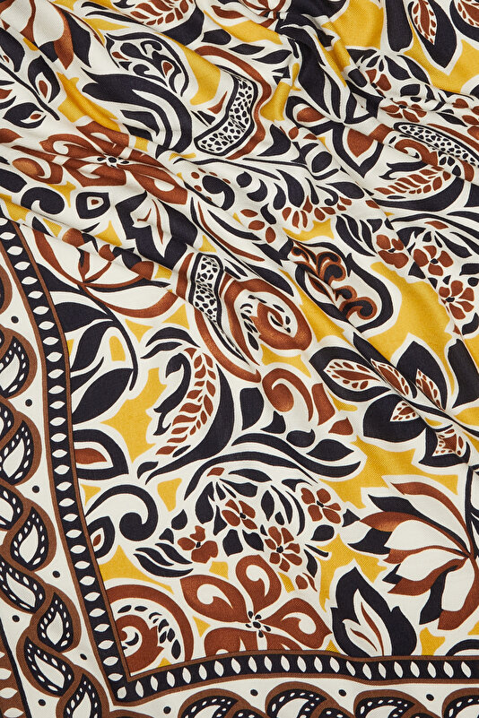 YELLOW FLORAL PATTERN CASHMERE/SILK SHAWL 3