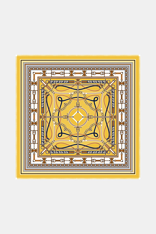 GEOMETRİK DESENLİ KAŞMİR İPEK ŞAL