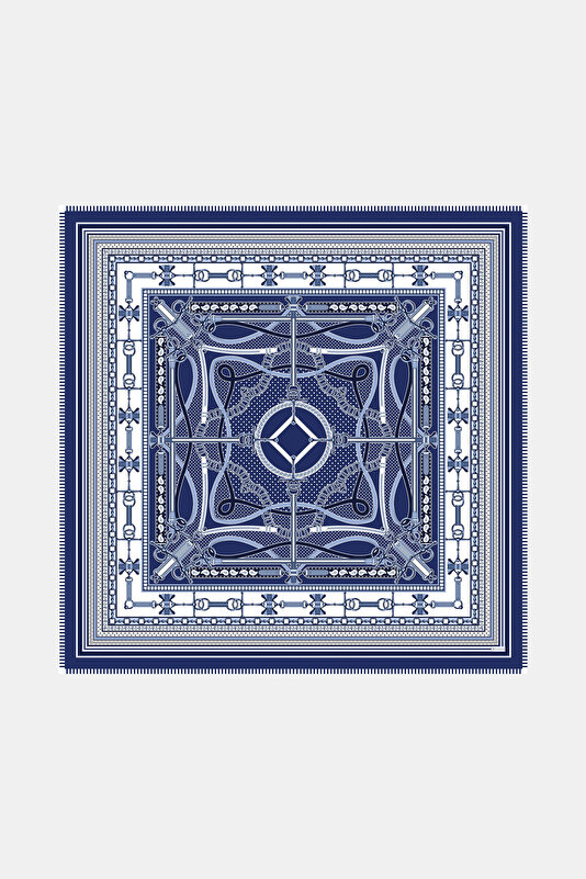 GEOMETRİK DESENLİ KAŞMİR İPEK ŞAL