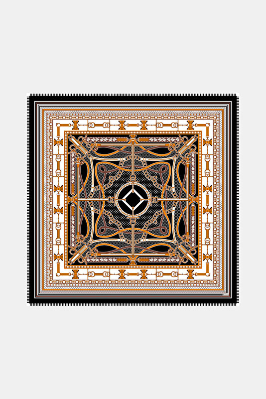 GEOMETRİK DESENLİ KAŞMİR İPEK ŞAL