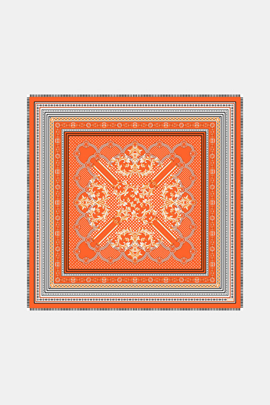 GEOMETRİK DESENLİ KAŞMİR İPEK ŞAL
