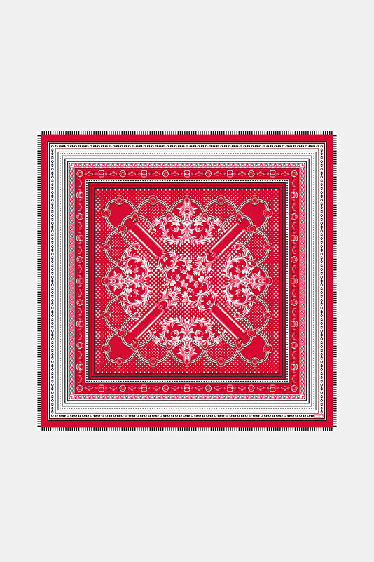 GEOMETRİK DESENLİ KAŞMİR İPEK ŞAL