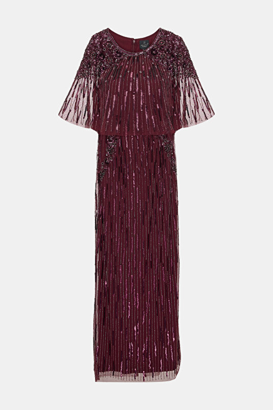 MAROON SHORT SLEEVE MAXI DRESS