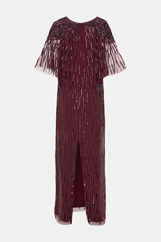 MAROON SHORT SLEEVE MAXI DRESS 2