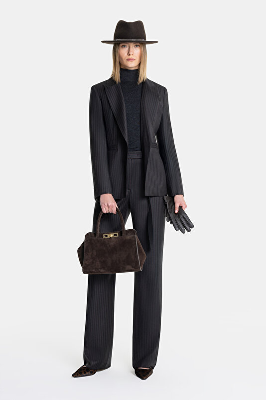 BROWN SWALLOW COLLAR JACKET 4