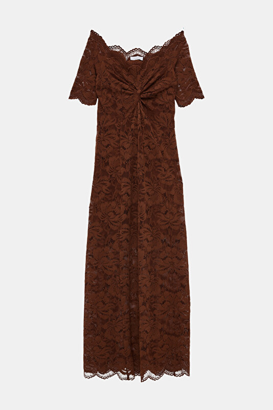 RED BROWN MIDI DRESS