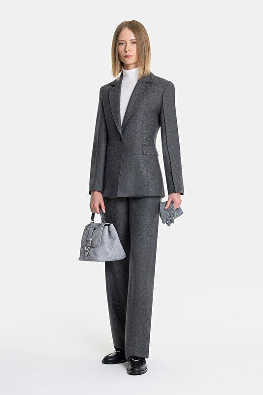 DARK GREY SURPLICE NECKLINE (CROSS-OVER NECKLINE) JACKET 4