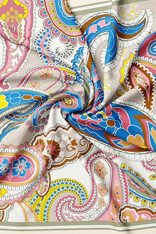 DRIED ROSE PAISLEY PATTERNED TWILL SCARF 2