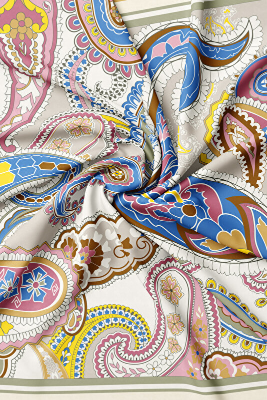 DRIED ROSE PAISLEY PATTERNED TWILL SCARF 2