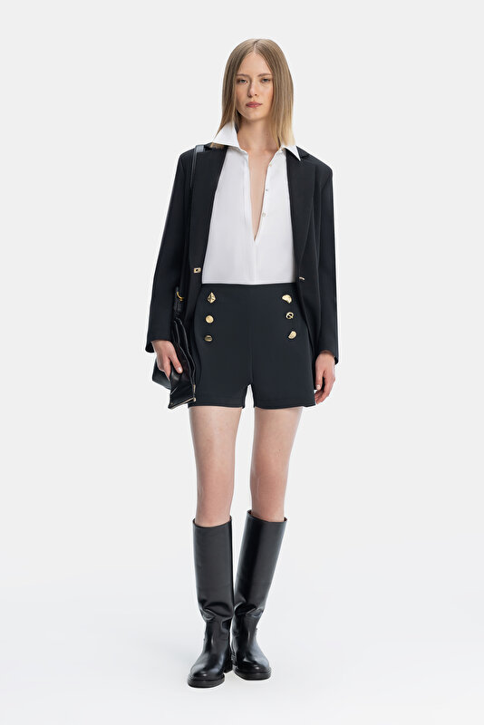 BLACK SURPLICE NECKLINE (CROSS-OVER NECKLINE) JACKET 4