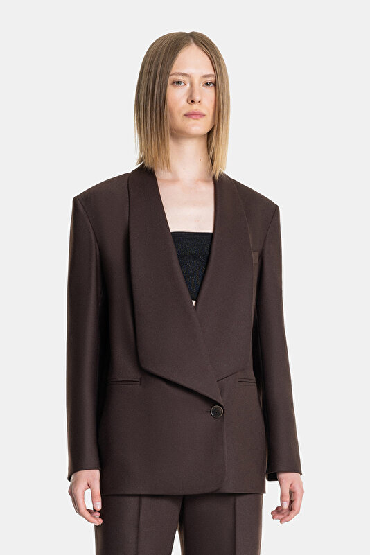 BROWN ASYMMETRIC JACKET