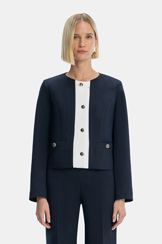 ECRU BASIC / ROUND NECKLINE JACKET